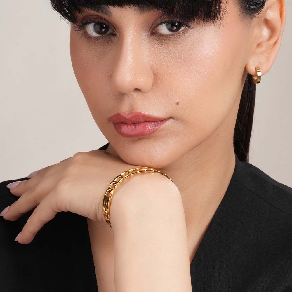 Gold Chain Link Bangle Bracelet