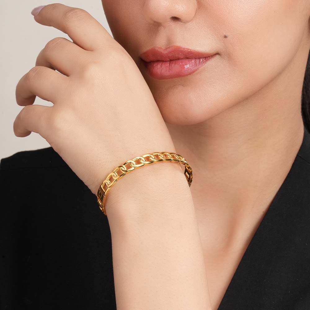 Gold Chain Link Bangle Bracelet