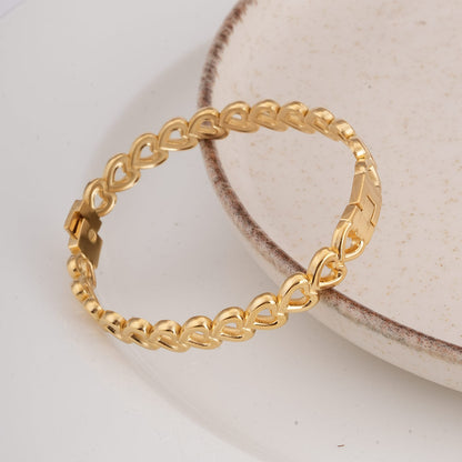 Gold Heart Bangle Bracelet