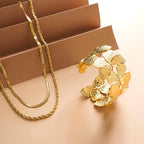 Butterfly Gold Cuff Bracelet & Rope N Snake Chain Combo Set