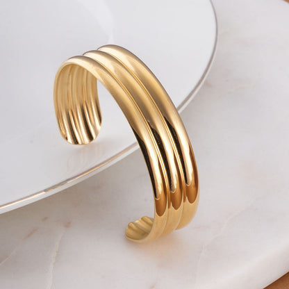 Tri Line Gold Cuff Bracelet