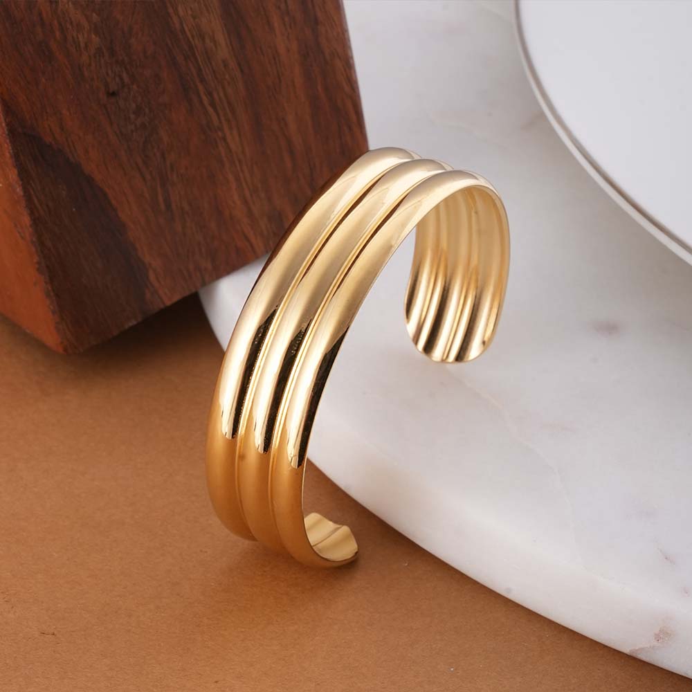 Tri Line Gold Cuff Bracelet