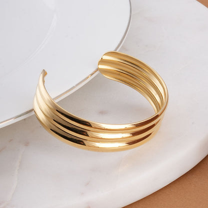 Tri Line Gold Cuff Bracelet