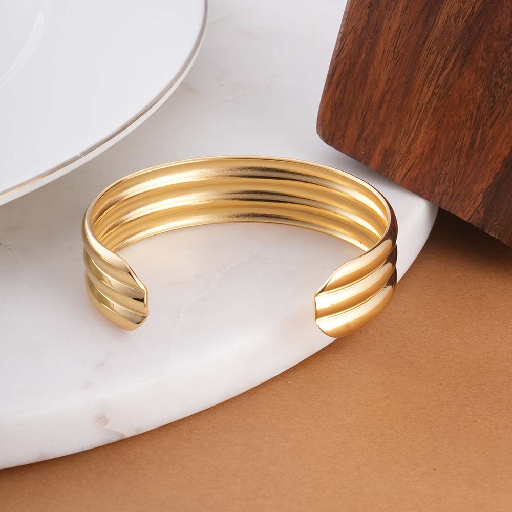 Tri Line Gold Cuff Bracelet