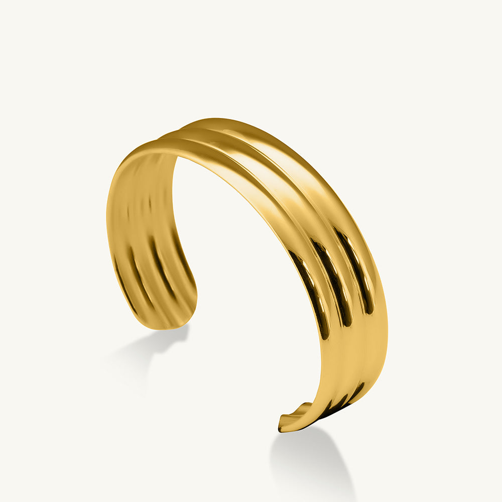 Tri Line Gold Cuff Bracelet