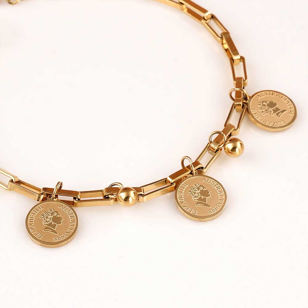 Coin Hollow Box Chain Bracelet