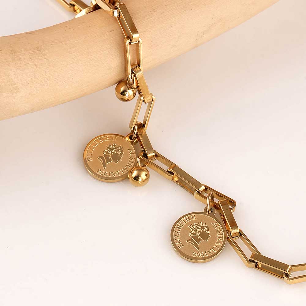 Coin Hollow Box Chain Bracelet