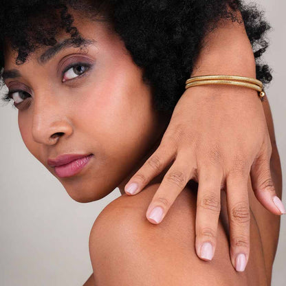 Ribbed Gold Coiled Bangle Bracelet