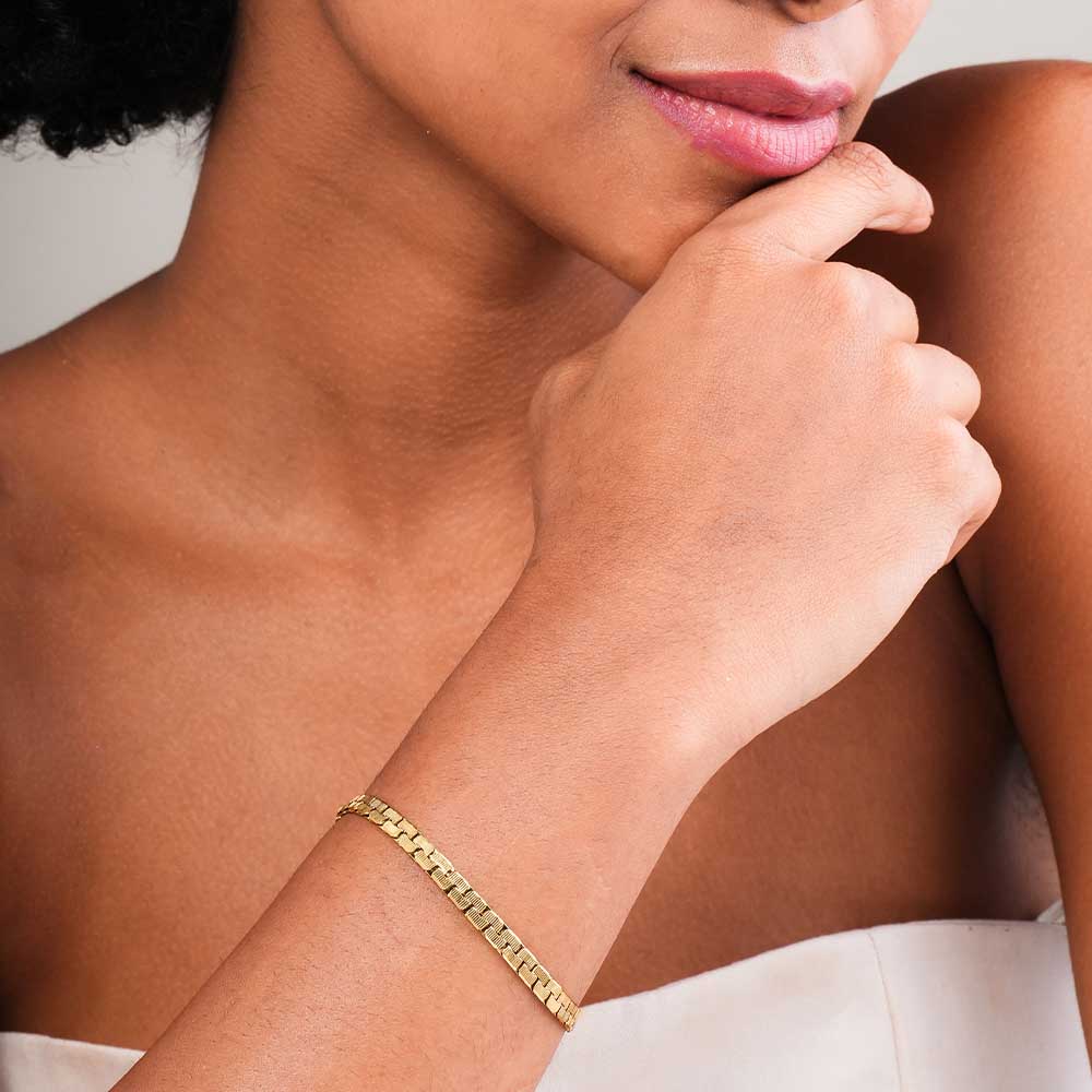 Classic Herringbone Gold Bracelet