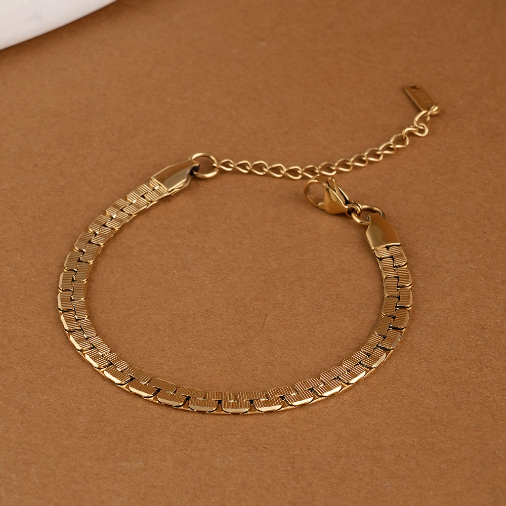 Classic Herringbone Gold Bracelet