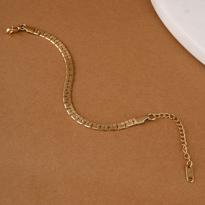 Classic Herringbone Gold Bracelet