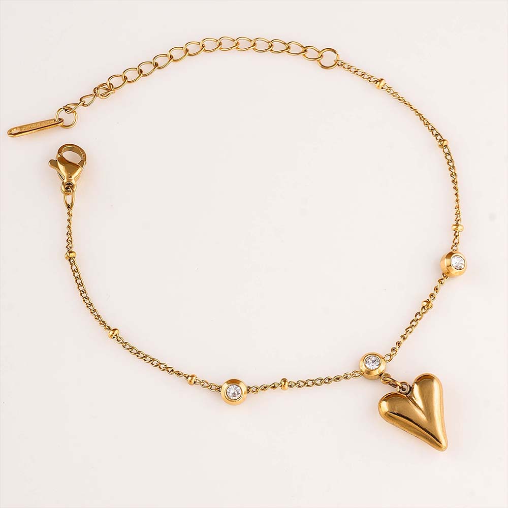 Crystal Point Heart Chain Bracelet