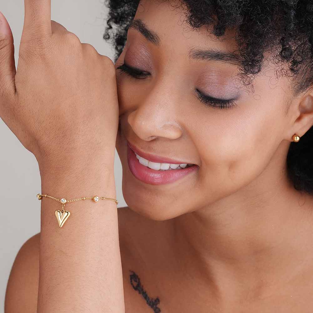 Crystal Point Heart Chain Bracelet