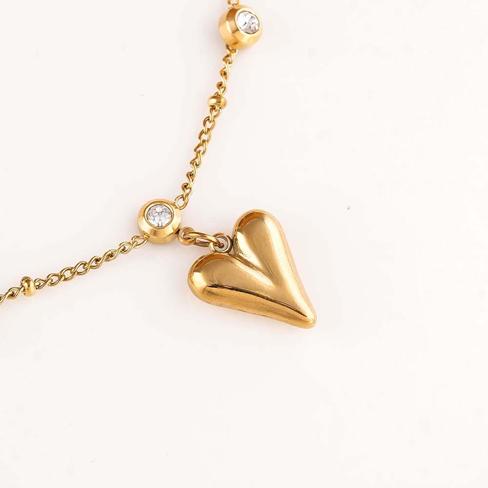 Crystal Point Heart Chain Bracelet