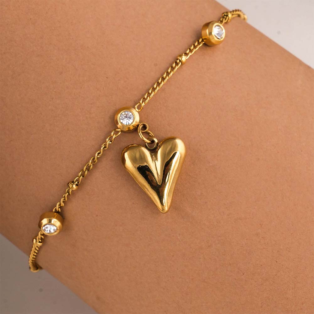 Crystal Point Heart Chain Bracelet