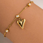 Crystal Point Heart Chain Bracelet