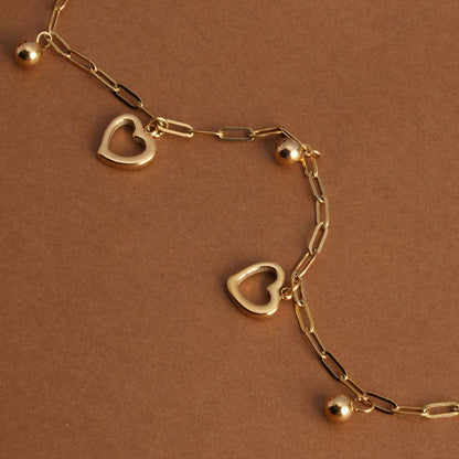 Openwork Heart Charm Bracelet