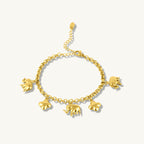 Boho Elephant & Bloom Charm Bracelet