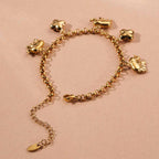 Boho Elephant & Bloom Charm Bracelet