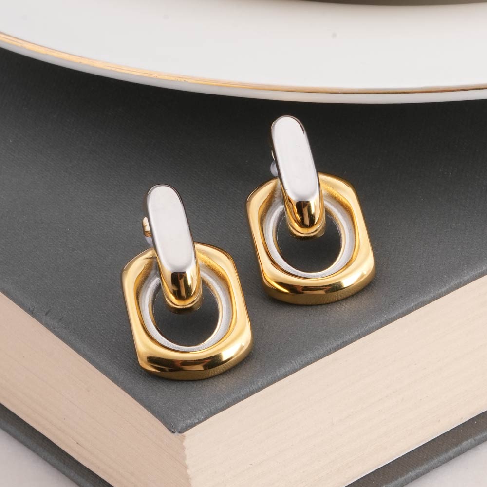 Two-Tone Link Drop Earrings