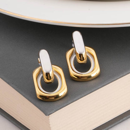 Two-Tone Link Drop Earrings