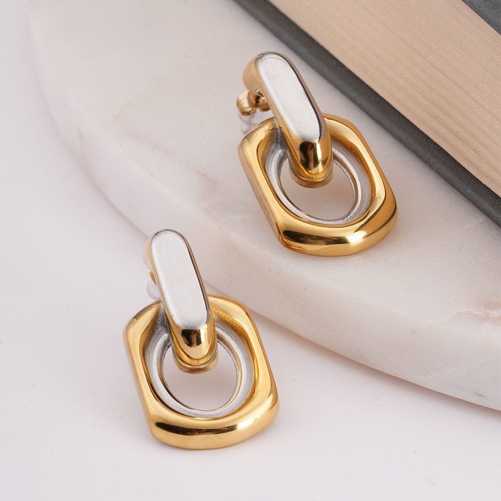 Two-Tone Link Drop Earrings