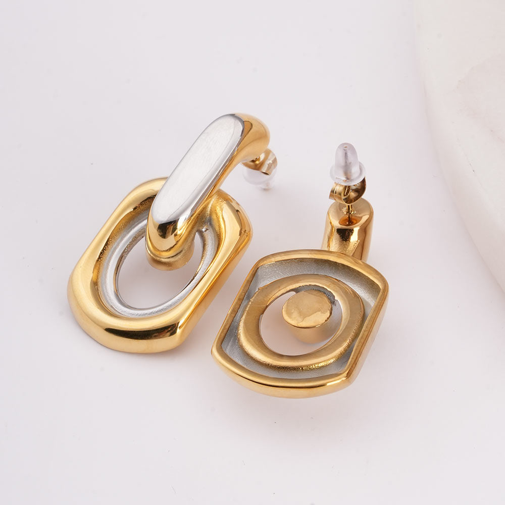 Two-Tone Link Drop Earrings