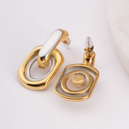 Two-Tone Link Drop Earrings