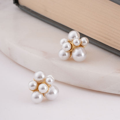 Pearl Cluster Stud Earrings