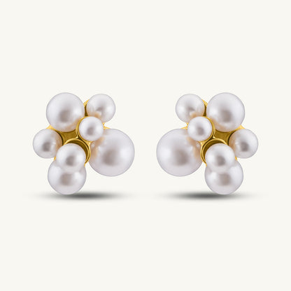 Pearl Cluster Stud Earrings