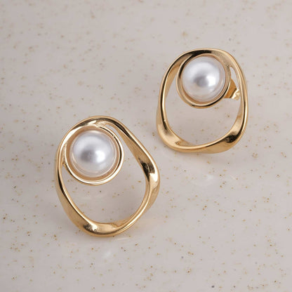 Pearl Center Abstract Earrings