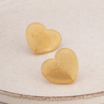 Textured Gold Heart Earrings