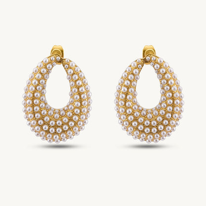 Pearl Oval Drop Earrings