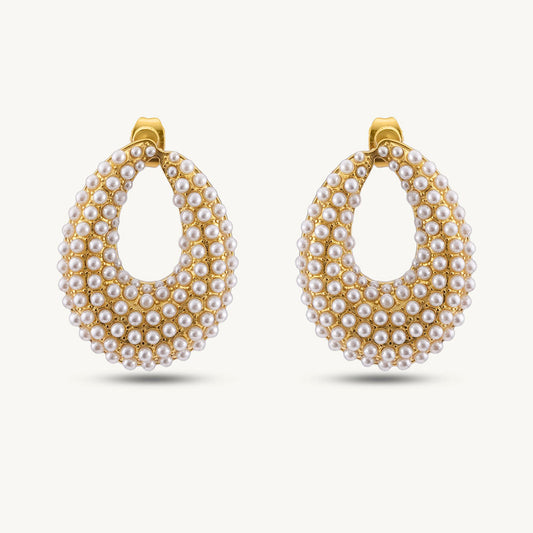 Pearl Oval Drop Earrings
