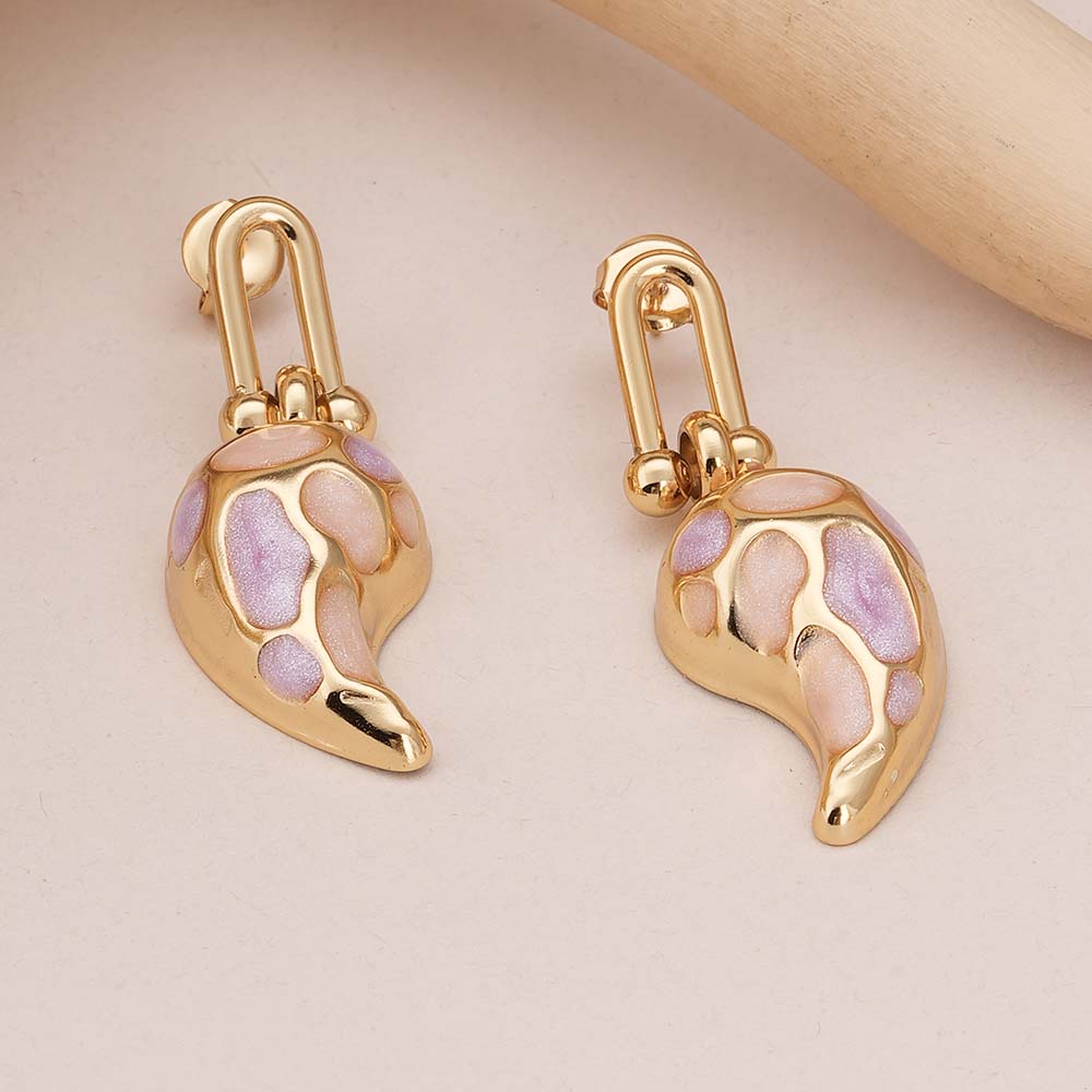 Elegant Gold and Pink Dangling Earrings