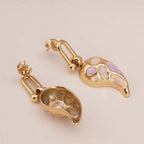 Elegant Gold and Pink Dangling Earrings