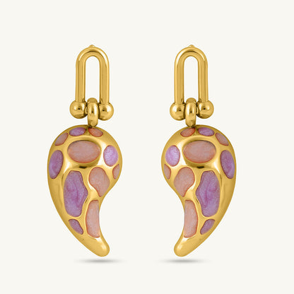 Elegant Gold and Pink Dangling Earrings