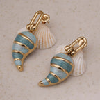 Elegant Gold and Blue Swirl Dangling Earrings