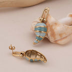 Elegant Gold and Blue Swirl Dangling Earrings