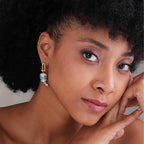 Elegant Gold and Blue Swirl Dangling Earrings