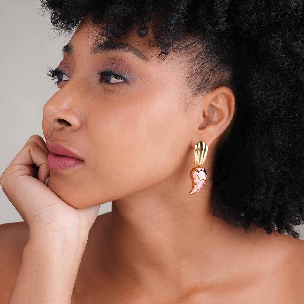 Blossom Pink Mosaic Drop Earrings