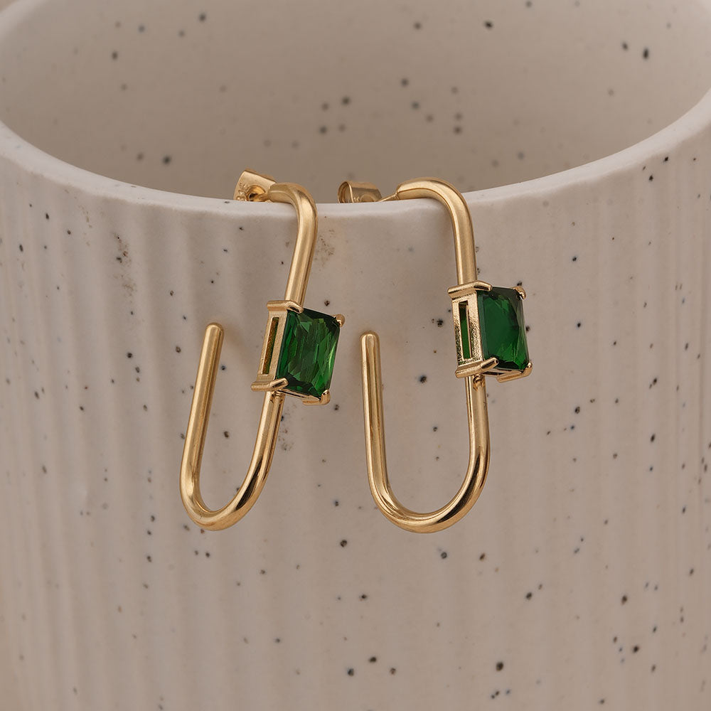 Emerald Twist Geometric Earrings