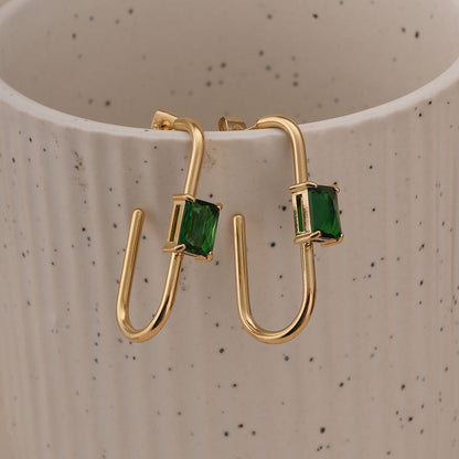 Emerald Twist Geometric Earrings