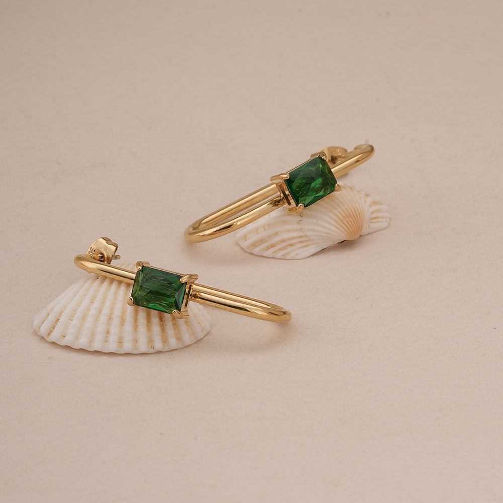 Emerald Twist Geometric Earrings