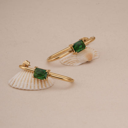 Emerald Twist Geometric Earrings