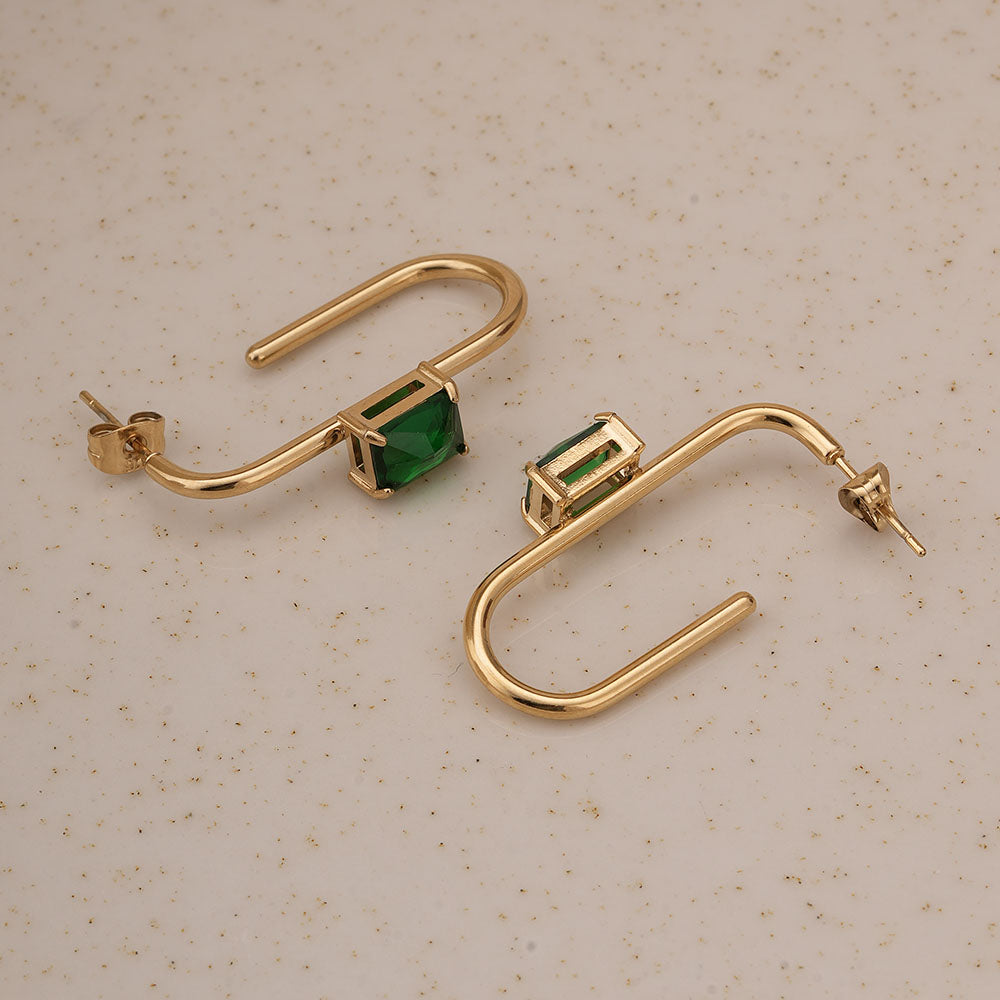 Emerald Twist Geometric Earrings