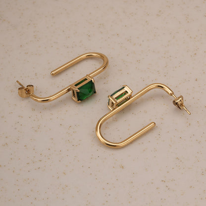 Emerald Twist Geometric Earrings