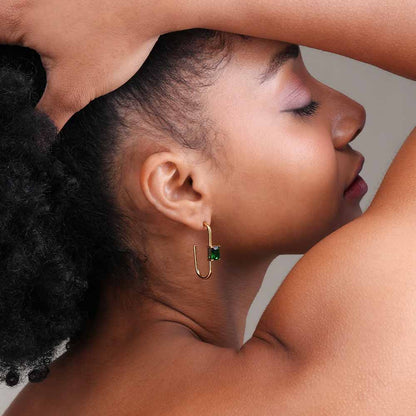 Emerald Twist Geometric Earrings