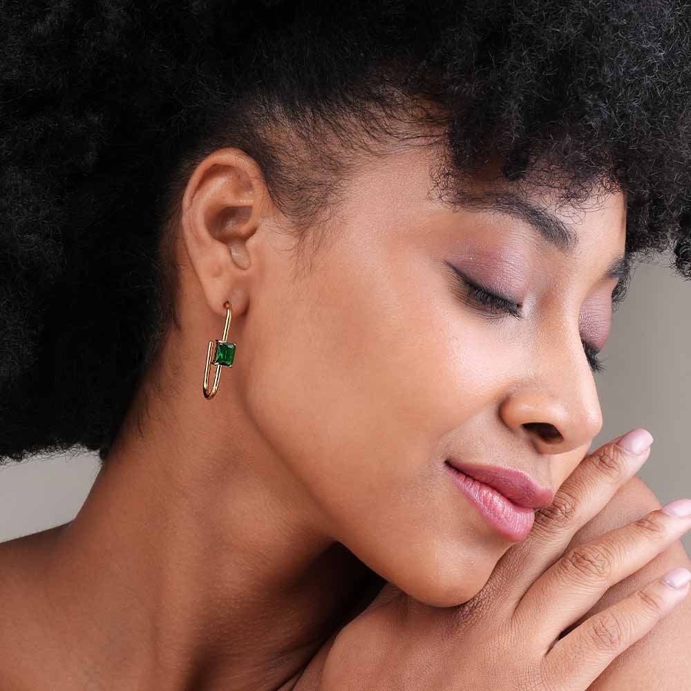 Emerald Twist Geometric Earrings