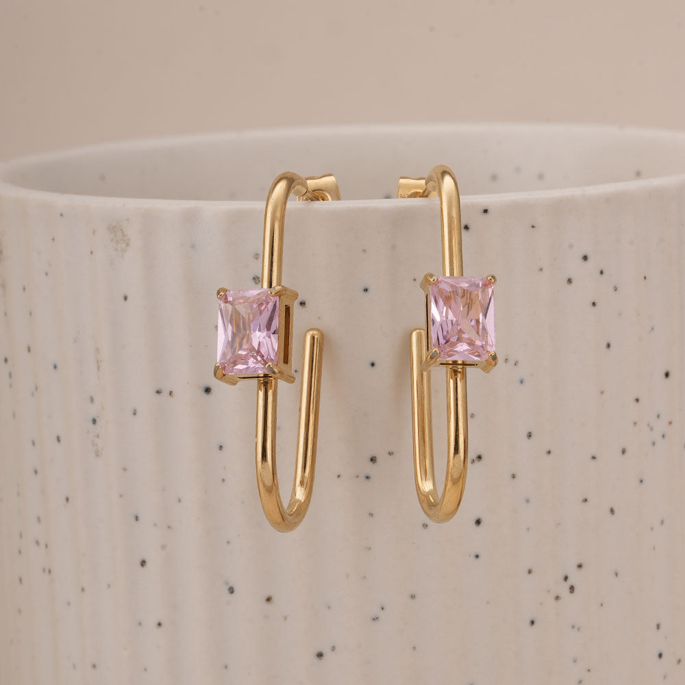 Crystal Loop Geometric Earrings